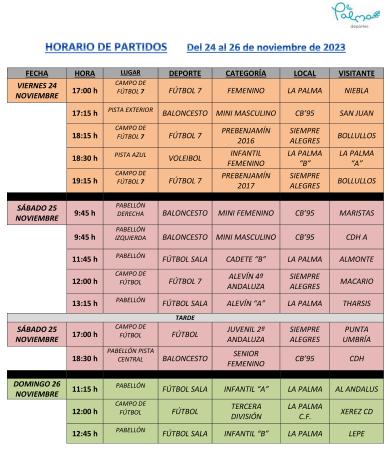 Imagen HORARIOS DE PARTIDOS