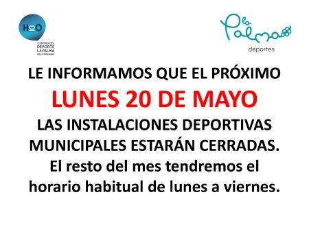 HORARIO INSTALACIONES FIESTAS DE MAYO
