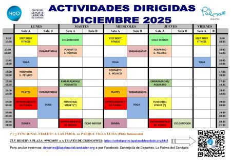 Imagen HORARIO ACTIVIDADES DIRIGIDAS diciembre