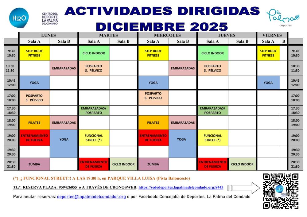 Imagen HORARIO ACTIVIDADES DIRIGIDAS diciembre