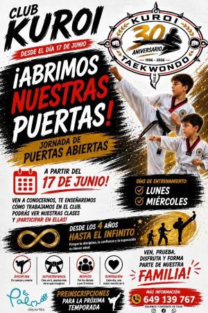 Imagen PUERTAS ABIERTAS CLUB KUROI TAEWONDO LA PALMA