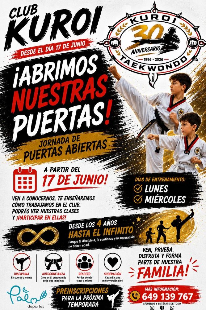 Imagen PUERTAS ABIERTAS CLUB KUROI TAEWONDO LA PALMA